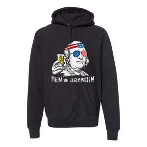 Ben Drankin Benjamin Franklin Drinking Beer 4th Of July Premium Hoodie