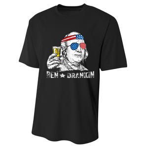 Ben Drankin Benjamin Franklin Drinking Beer 4th Of July Performance Sprint T-Shirt