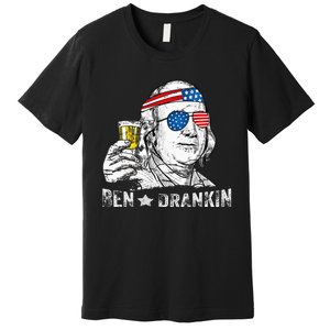 Ben Drankin Benjamin Franklin Drinking Beer 4th Of July Premium T-Shirt