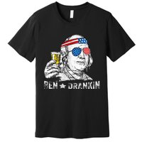 Ben Drankin Benjamin Franklin Drinking Beer 4th Of July Premium T-Shirt