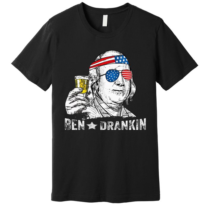 Ben Drankin Benjamin Franklin Drinking Beer 4th Of July Premium T-Shirt