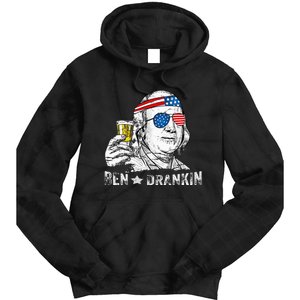 Ben Drankin Benjamin Franklin Drinking Beer 4th Of July Tie Dye Hoodie