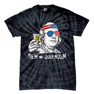 Ben Drankin Benjamin Franklin Drinking Beer 4th Of July Tie-Dye T-Shirt