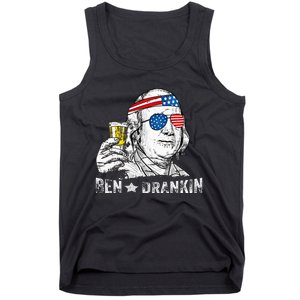 Ben Drankin Benjamin Franklin Drinking Beer 4th Of July Tank Top