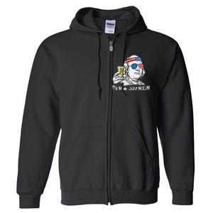 Ben Drankin Benjamin Franklin Drinking Beer 4th Of July Full Zip Hoodie