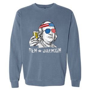 Ben Drankin Benjamin Franklin Drinking Beer 4th Of July Garment-Dyed Sweatshirt