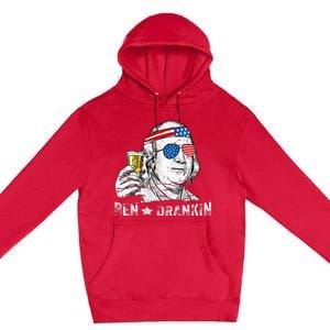 Ben Drankin Benjamin Franklin Drinking Beer 4th Of July Premium Pullover Hoodie