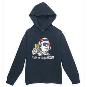 Ben Drankin Benjamin Franklin Drinking Beer 4th Of July Urban Pullover Hoodie