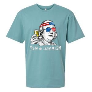 Ben Drankin Benjamin Franklin Drinking Beer 4th Of July Sueded Cloud Jersey T-Shirt