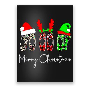 Ballet Dancer Ballerina Merry Christmas Xmas Pointe Shoe Poster