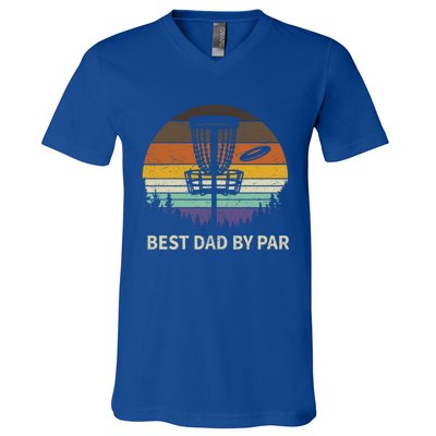 Best Dad By Par Disc Golf Meaningful Gift Funny Dad Papa Frisbee Golf Meaningful V-Neck T-Shirt