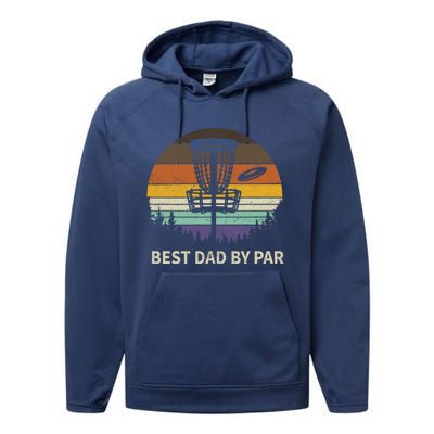 Best Dad By Par Disc Golf Meaningful Gift Funny Dad Papa Frisbee Golf Meaningful Performance Fleece Hoodie