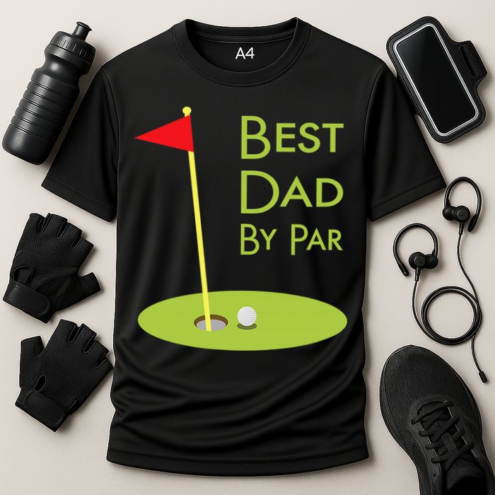 Best Dad By Par Golf Themed Design For Golfing Dad Golfer Cooling Performance Crew T-Shirt