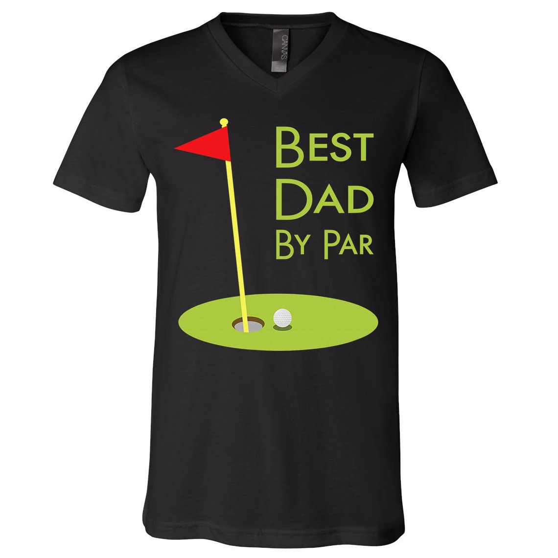 Best Dad By Par Golf Themed Design For Golfing Dad Golfer V-Neck T-Shirt