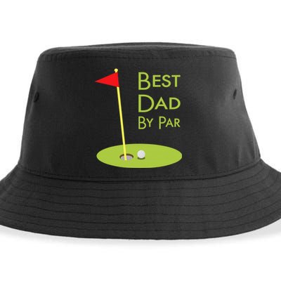 Best Dad By Par Golf Themed Design For Golfing Dad Golfer Sustainable Bucket Hat