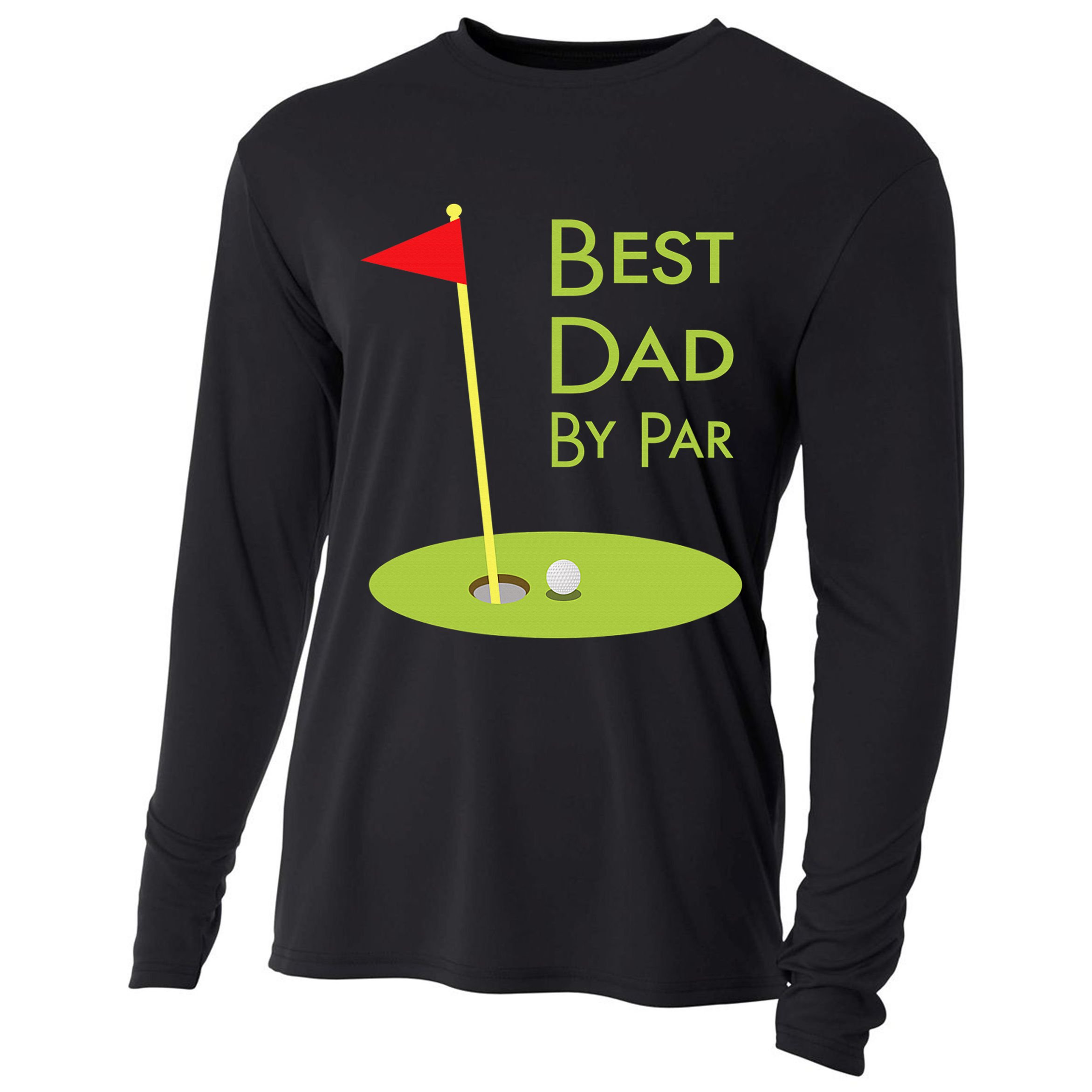 Best Dad By Par Golf Themed Design For Golfing Dad Golfer Cooling Performance Long Sleeve Crew