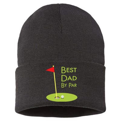 Best Dad By Par Golf Themed Design For Golfing Dad Golfer Sustainable Knit Beanie