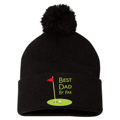 Best Dad By Par Golf Themed Design For Golfing Dad Golfer Pom Pom 12in Knit Beanie