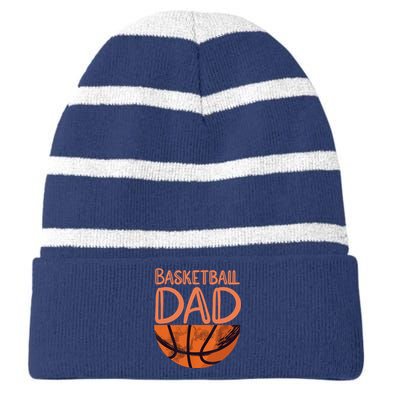 Basketball Dad - Basketball Player Vintage Basketball Striped Beanie with Solid Band