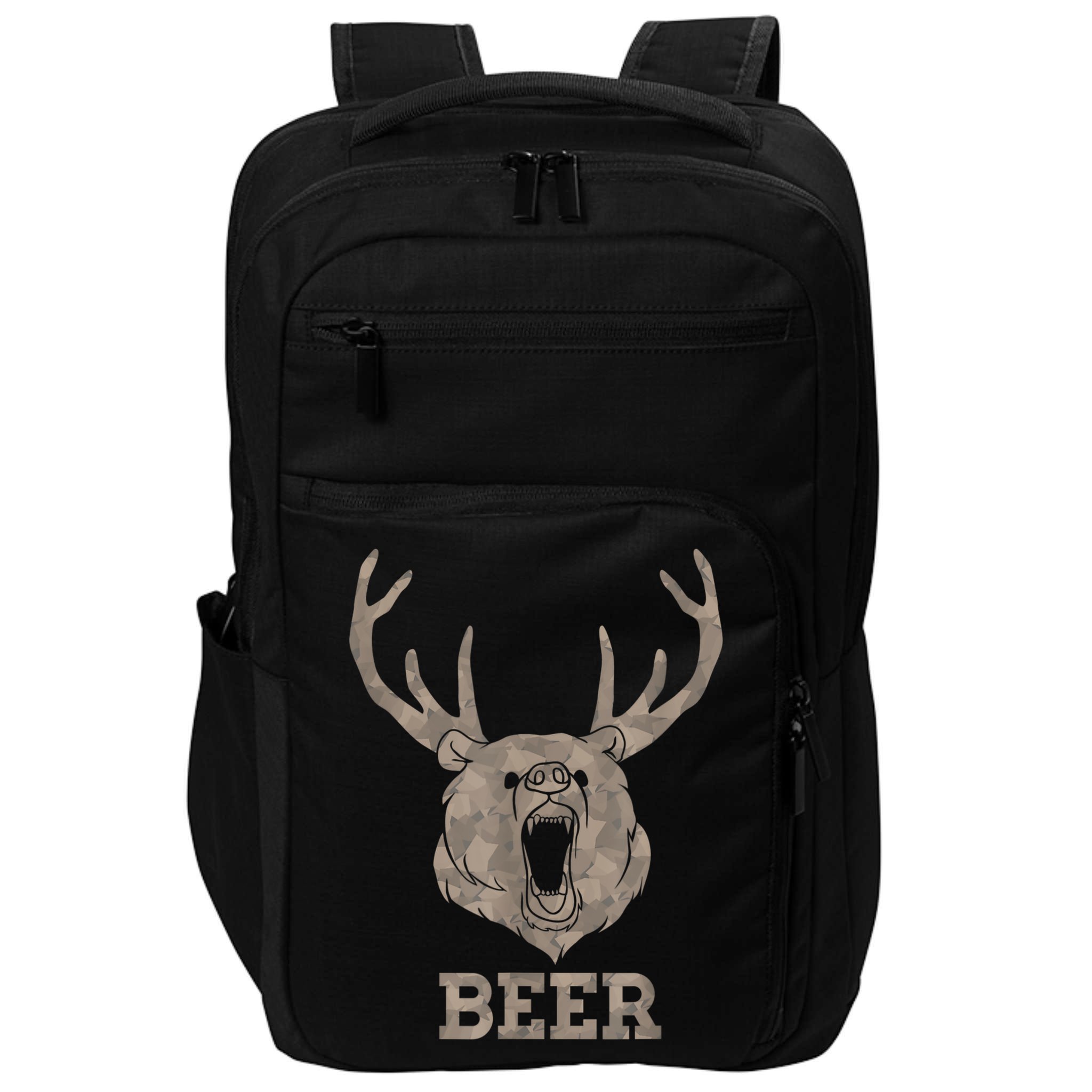 Bear Deer Beer Drinking Camo Antlers Hunting Camping Impact Tech Backpack