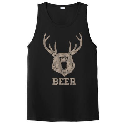 Bear Deer Beer Drinking Camo Antlers Hunting Camping PosiCharge Competitor Tank