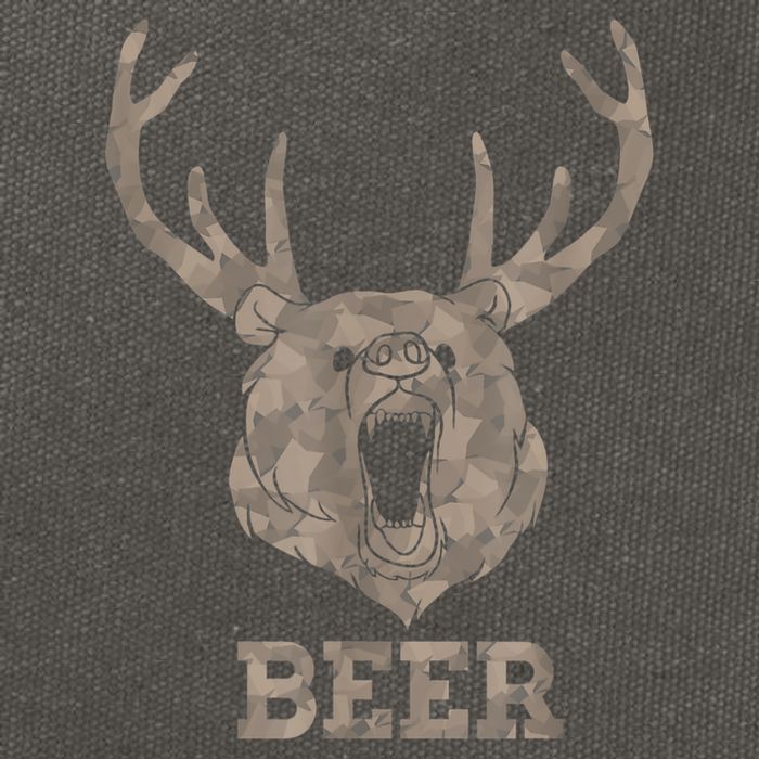 Bear Deer Beer Drinking Camo Antlers Hunting Camping Cotton Canvas Backpack