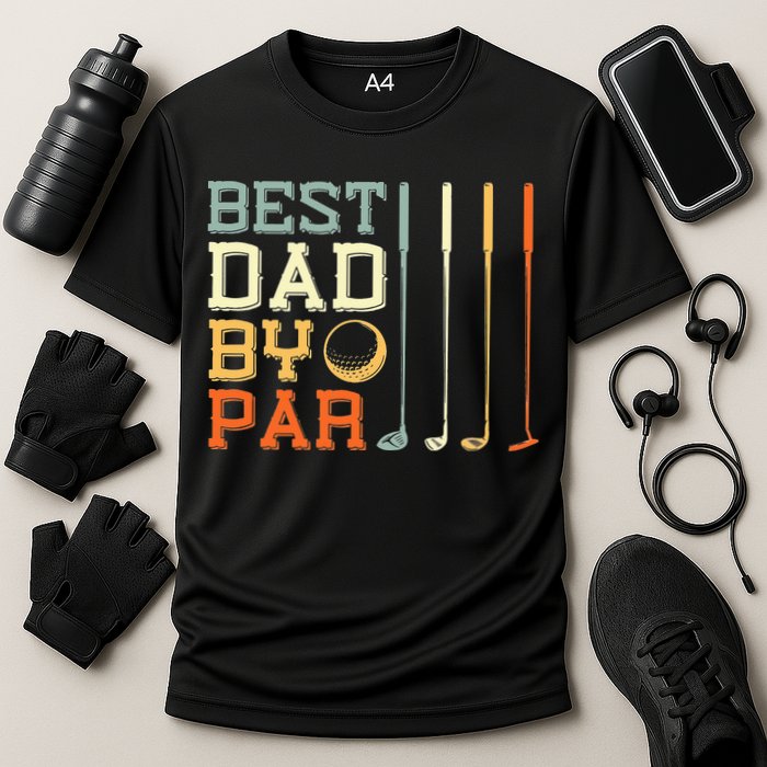Best Dad By Par Golfer Father's Day Golfing Cooling Performance Crew T-Shirt