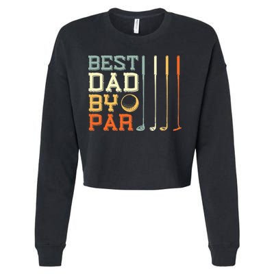 Best Dad By Par Golfer Father's Day Golfing Cropped Pullover Crew
