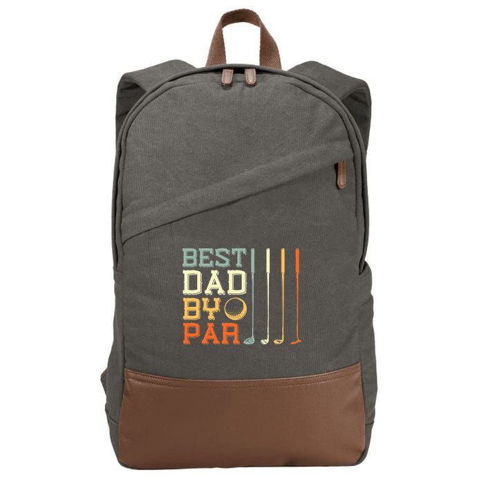 Best Dad By Par Golfer Father's Day Golfing Cotton Canvas Backpack