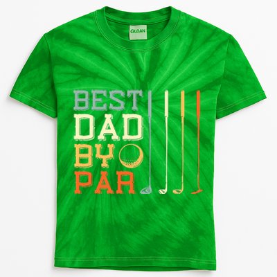 Best Dad By Par Golfer Father's Day Golfing Kids Tie-Dye T-Shirt