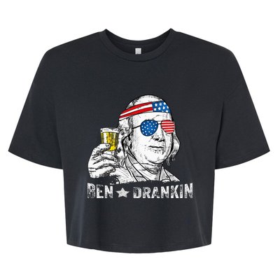 Ben Drankin Benjamin Franklin Drinking Beer Bella+Canvas Jersey Crop Tee