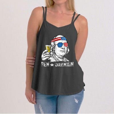 Ben Drankin Benjamin Franklin Drinking Beer Women's Strappy Tank