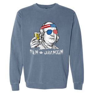 Ben Drankin Benjamin Franklin Drinking Beer Garment-Dyed Sweatshirt