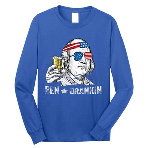 Ben Drankin Benjamin Franklin Drinking Beer Long Sleeve Shirt