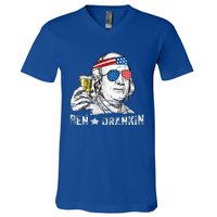 Ben Drankin Benjamin Franklin Drinking Beer V-Neck T-Shirt