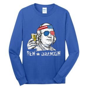 Ben Drankin Benjamin Franklin Drinking Beer Tall Long Sleeve T-Shirt