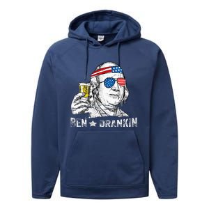 Ben Drankin Benjamin Franklin Drinking Beer Performance Fleece Hoodie