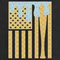 Baseball Drip Bat Dripping Ice Cream American Flag 7 Panel Mesh Trucker Snapback Hat