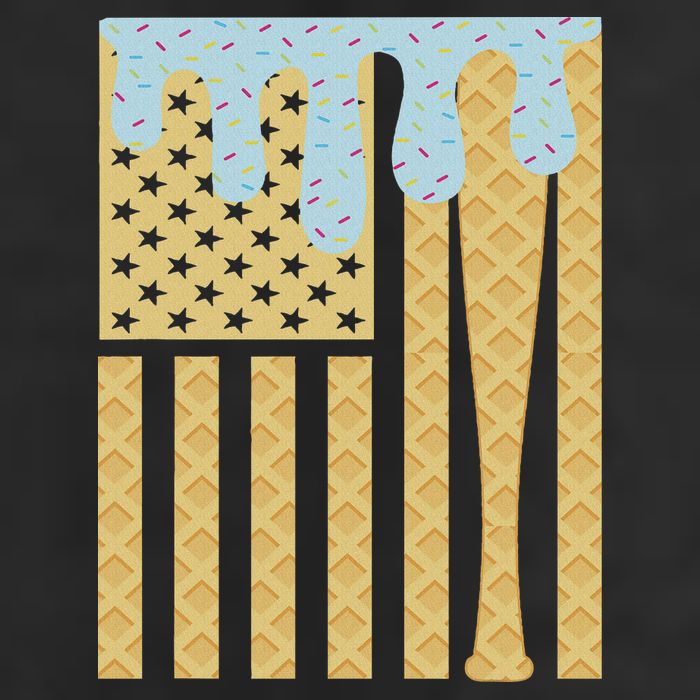 Baseball Drip Bat Dripping Ice Cream American Flag 7 Panel Mesh Trucker Snapback Hat
