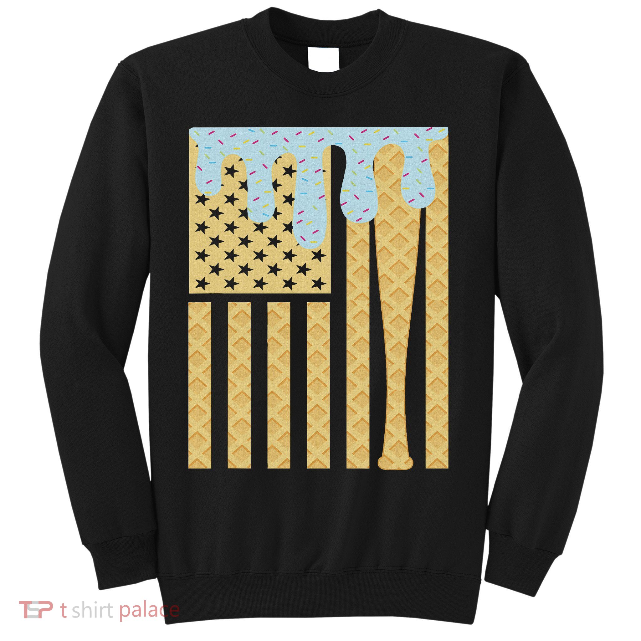 Baseball Drip Bat Dripping Ice Cream American Flag Sweatshirt