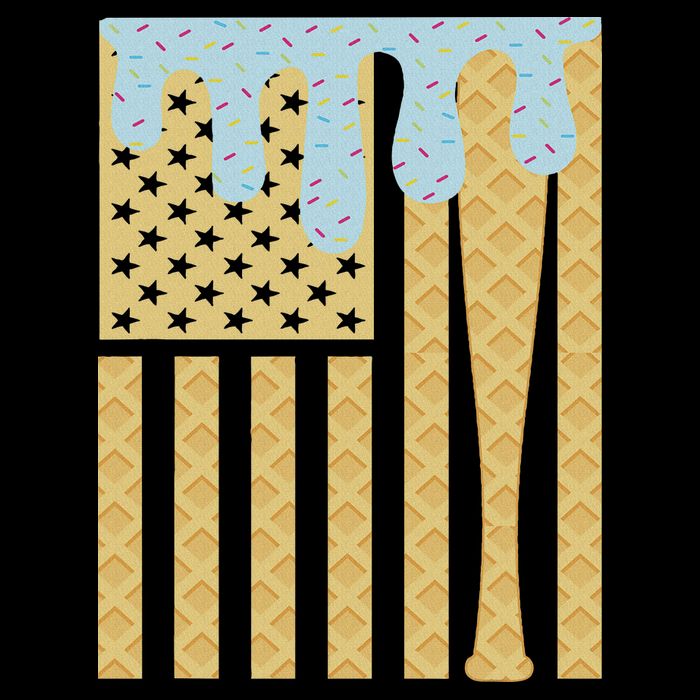 Baseball Drip Bat Dripping Ice Cream American Flag City Backpack