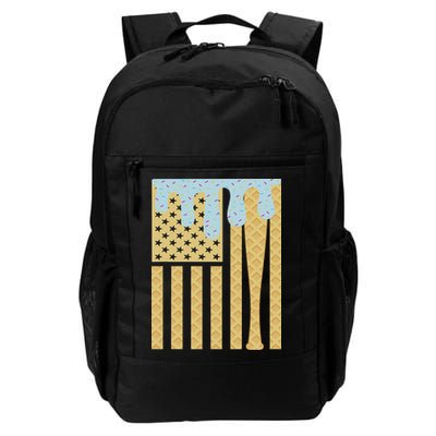 Baseball Drip Bat Dripping Ice Cream American Flag Backpack