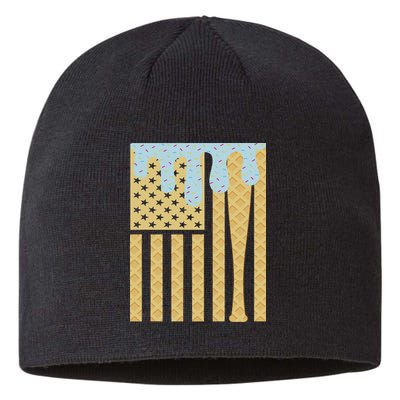 Baseball Drip Bat Dripping Ice Cream American Flag Sustainable Beanie