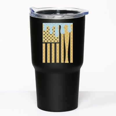 Baseball Drip Bat Dripping Ice Cream American Flag Tumbler