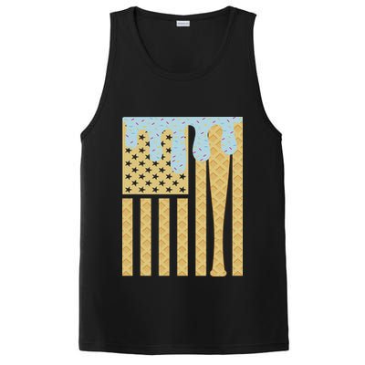 Baseball Drip Bat Dripping Ice Cream American Flag PosiCharge Competitor Tank