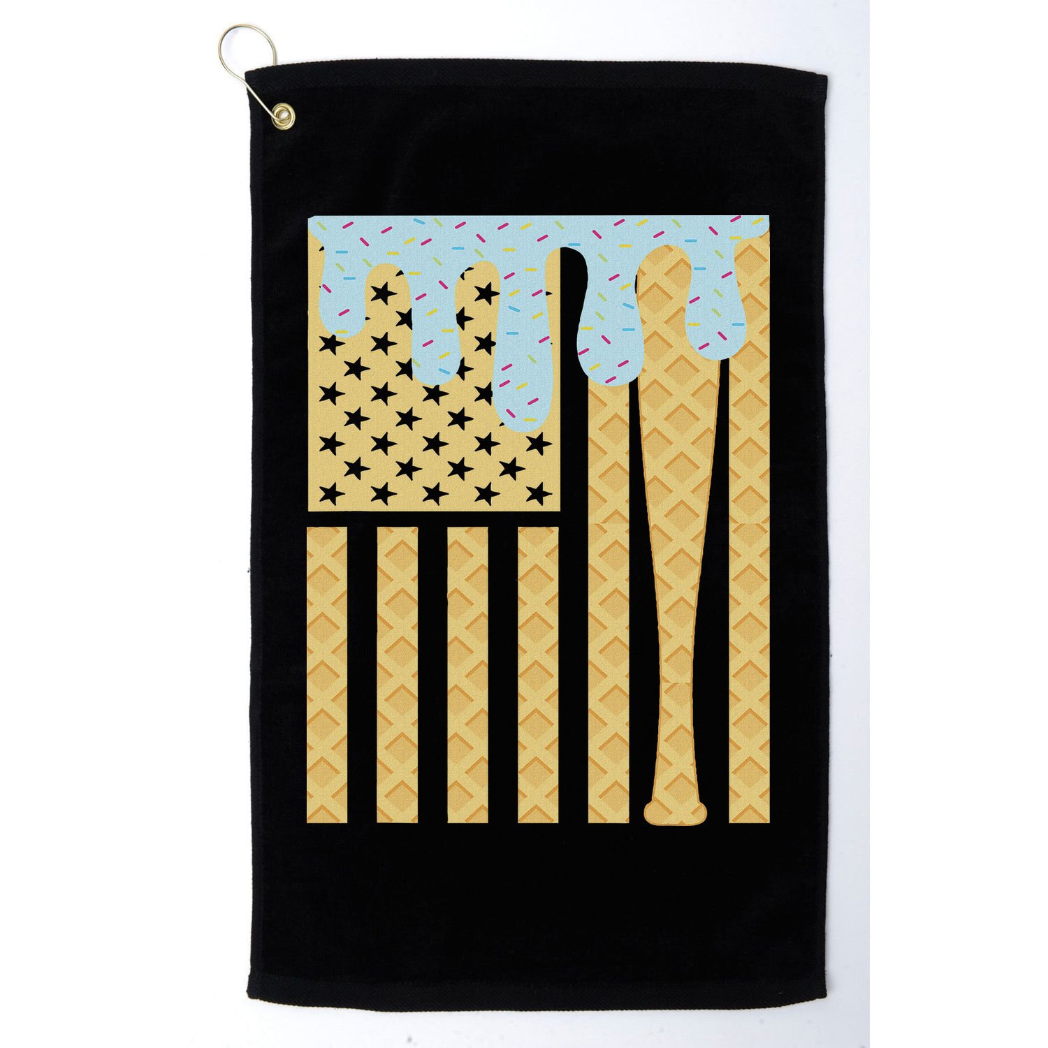 Baseball Drip Bat Dripping Ice Cream American Flag Golf Towel