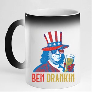 Ben Drankin Beer Benjamin Franklin 4th Of July Usa Flag Gift Funny Gift 11oz Black Color Changing Mug