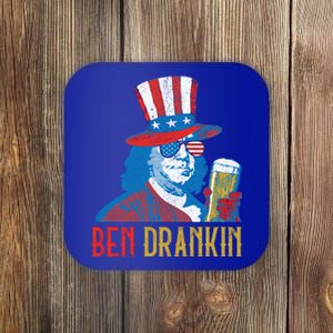 Ben Drankin Beer Benjamin Franklin 4th Of July Usa Flag Gift Funny Gift Coaster