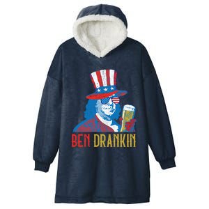 Ben Drankin Beer Benjamin Franklin 4th Of July Usa Flag Gift Funny Gift Hooded Wearable Blanket