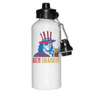 Ben Drankin Beer Benjamin Franklin 4th Of July Usa Flag Gift Funny Gift Aluminum Water Bottle